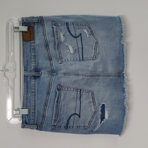 American Eagle high rise distressed denim mini skirt - Picture 6 of 13